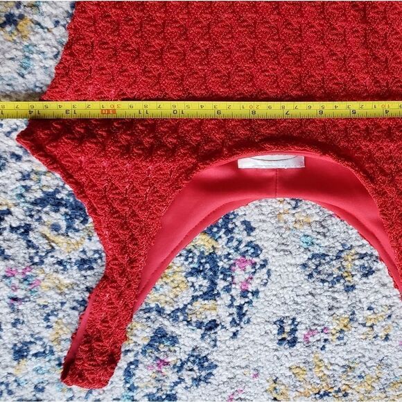 C'EST Bon red textured maxi dress short sleeves size small - Picture 14 of 16